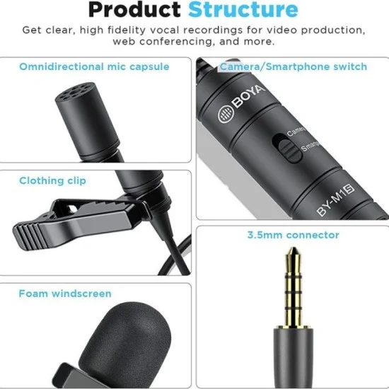 BOYA OMNI Directional Lavalier Microphone - Black